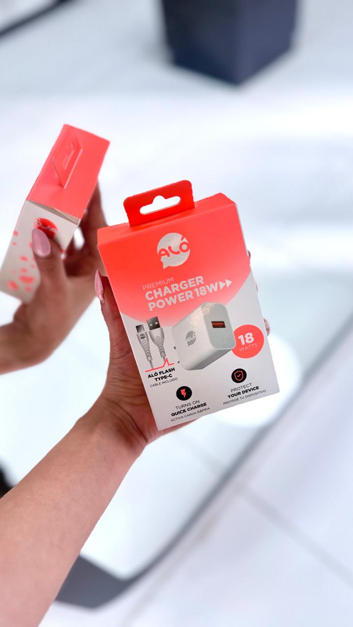 CARGADOR ALO POWER 18W BLANCO CON CABLE TIPO C