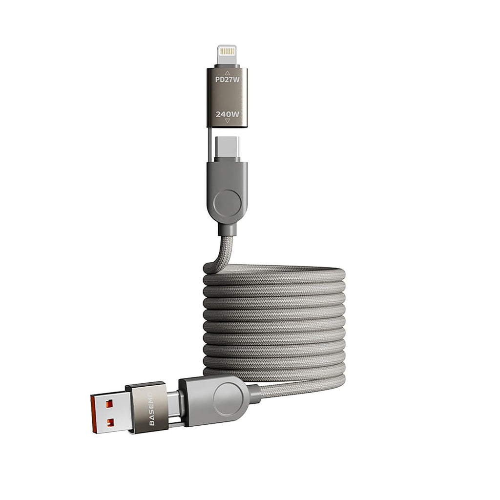 Cable de Datos y Carga Rápida 240W 4 en 1 – USB-C / Lightning / Micro USB