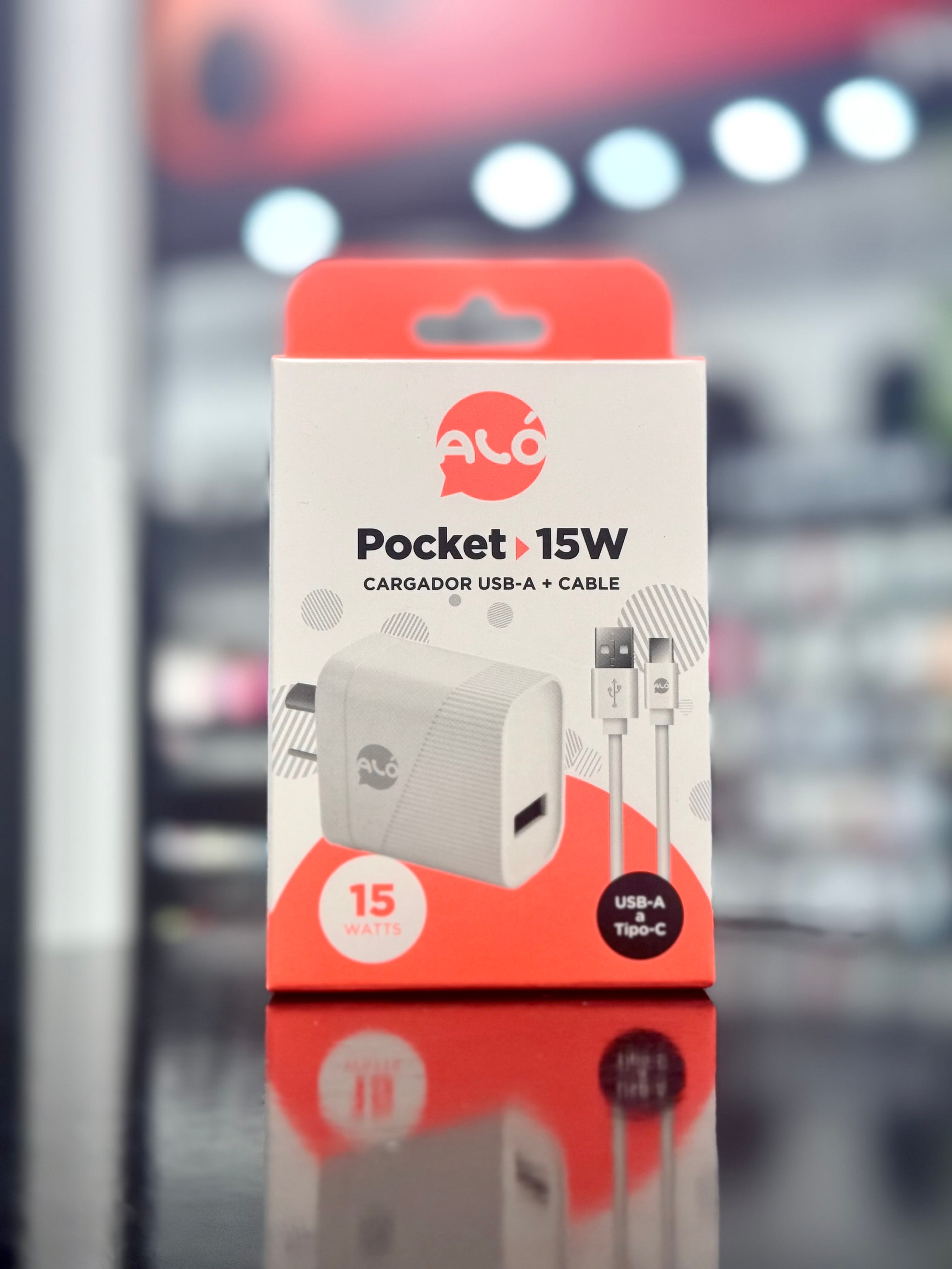 CARGADOR ALO POCKET 15W USB A CON CABLE BLANCO
