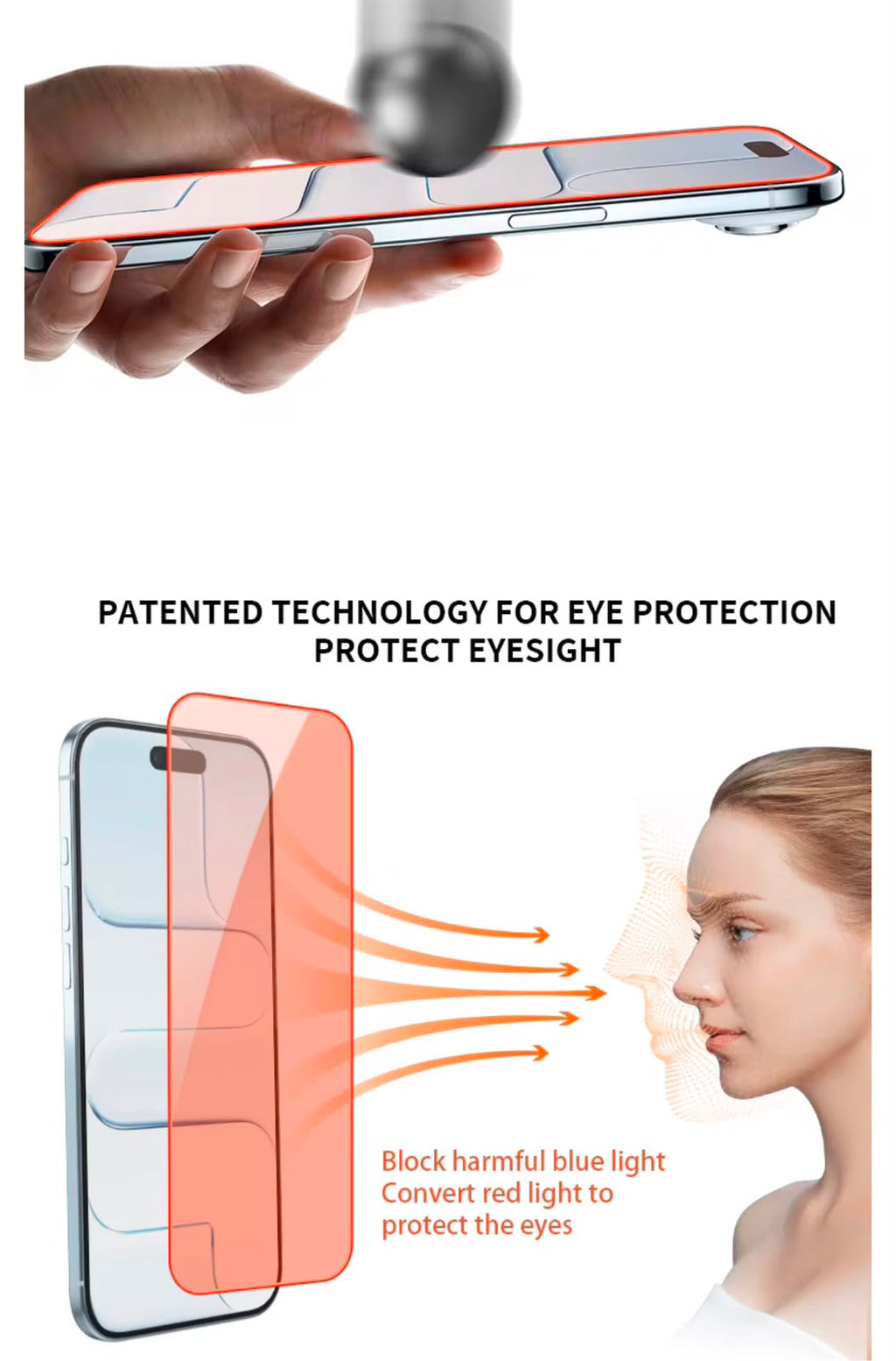 Templado protector de pantalla con luz roja