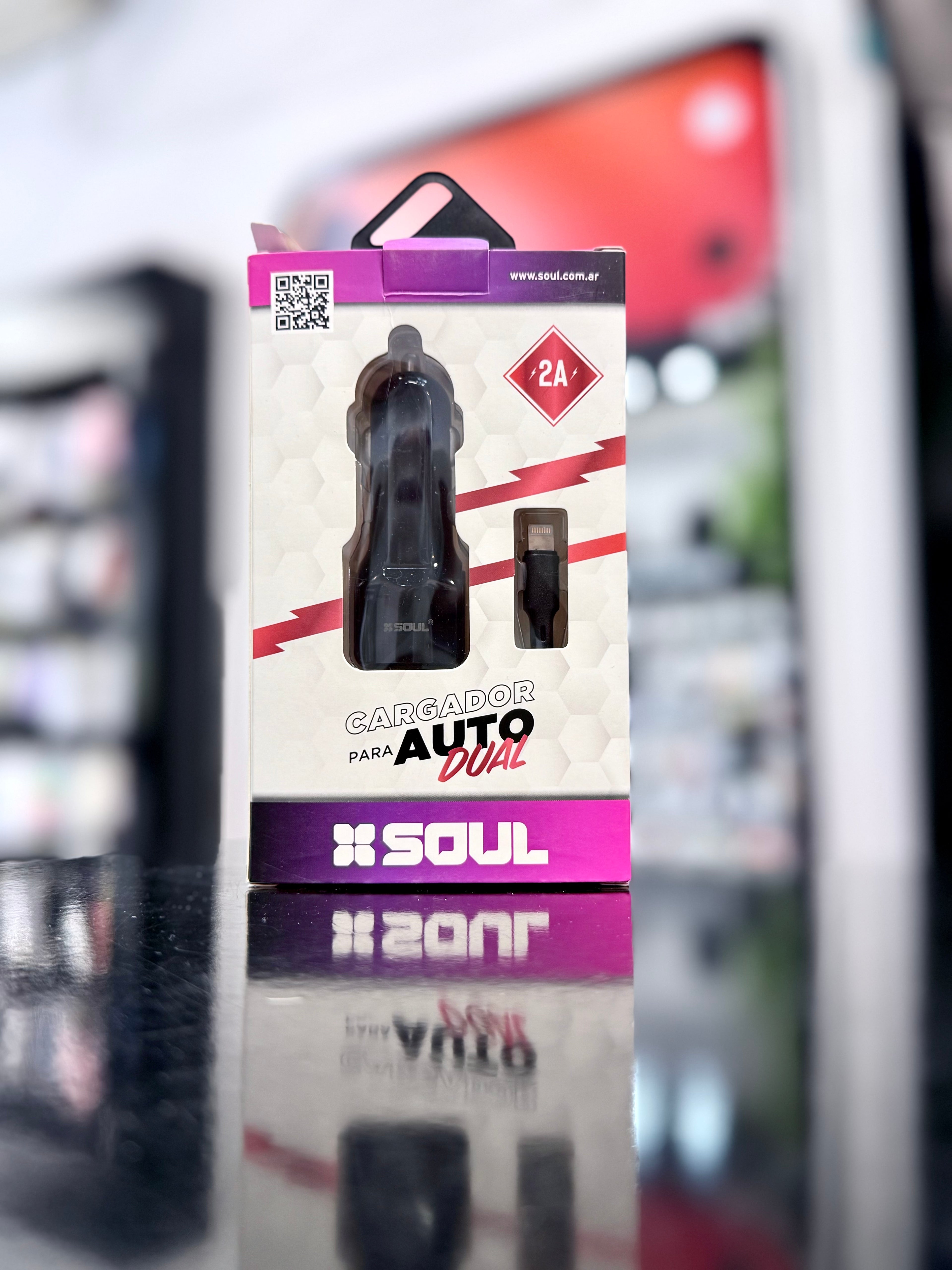 CARGADOR PARA AUTO SOUL DUAL CON CABLE LIGHTNING