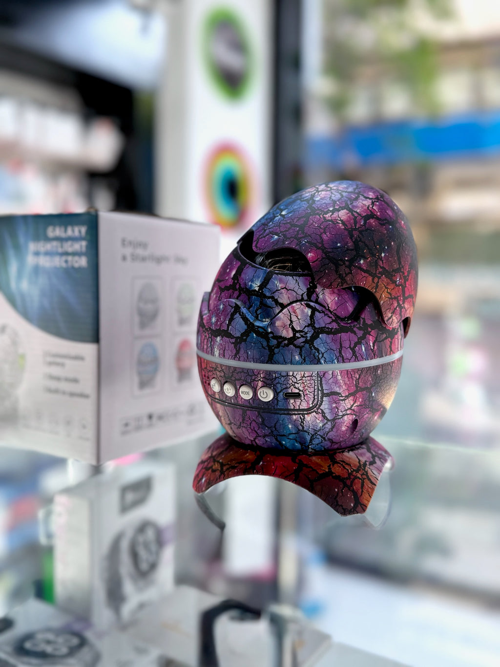 PROYECTOR GALAXIA PARLANTE HUEVO DINOSAURIO