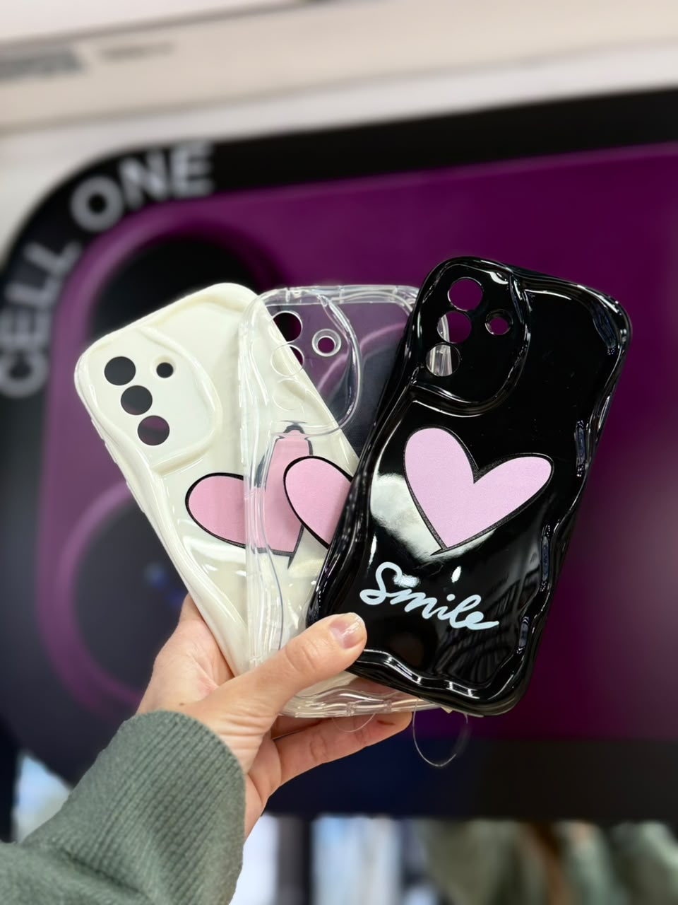 Funda pink heart smile SAMSUNG