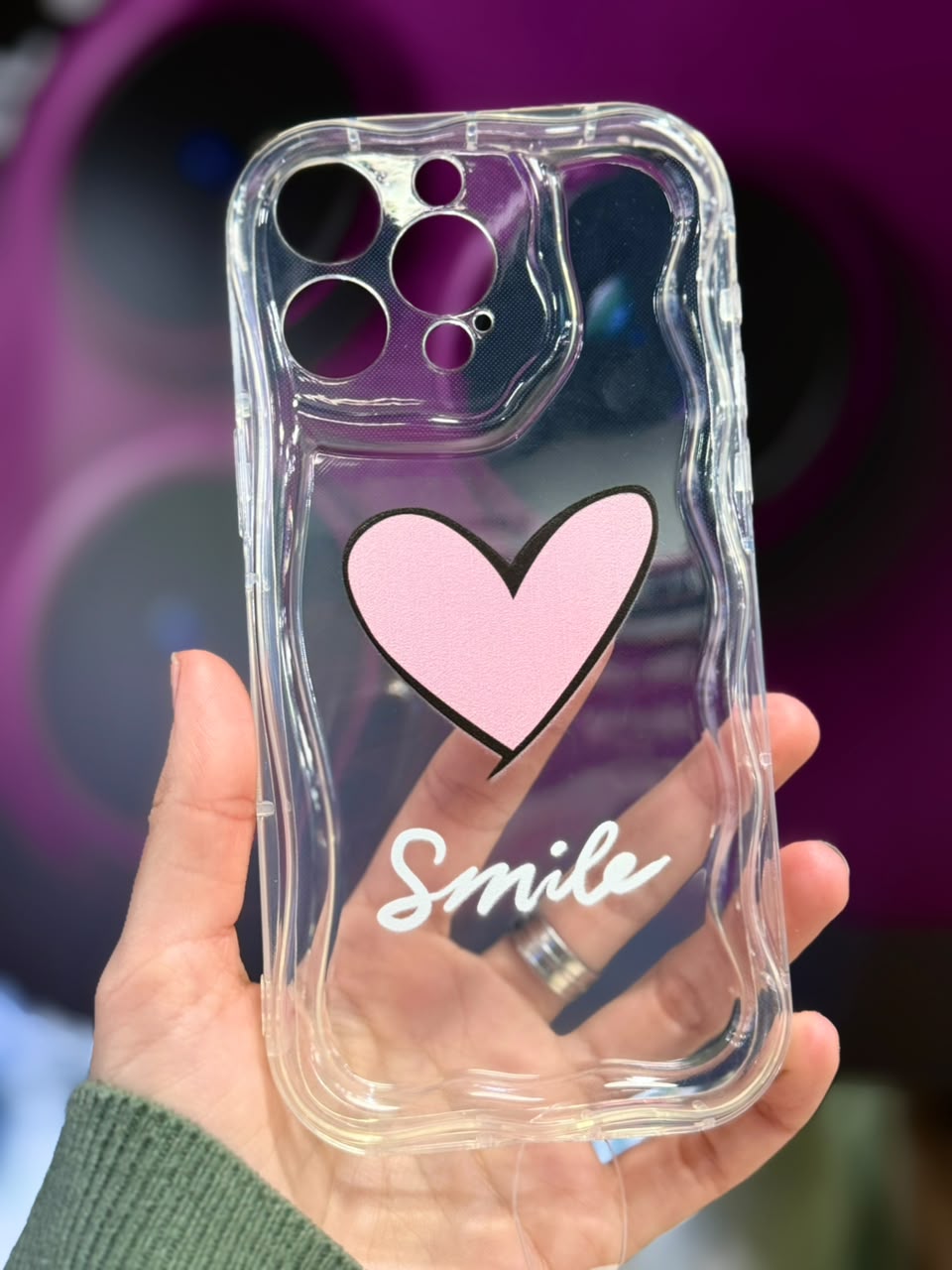 Funda pink heart smile IPHONE