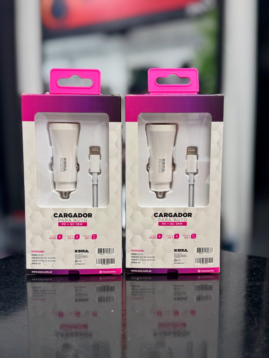 CARGADOR DE AUTO SOUL CON CABLE 38W 3.0