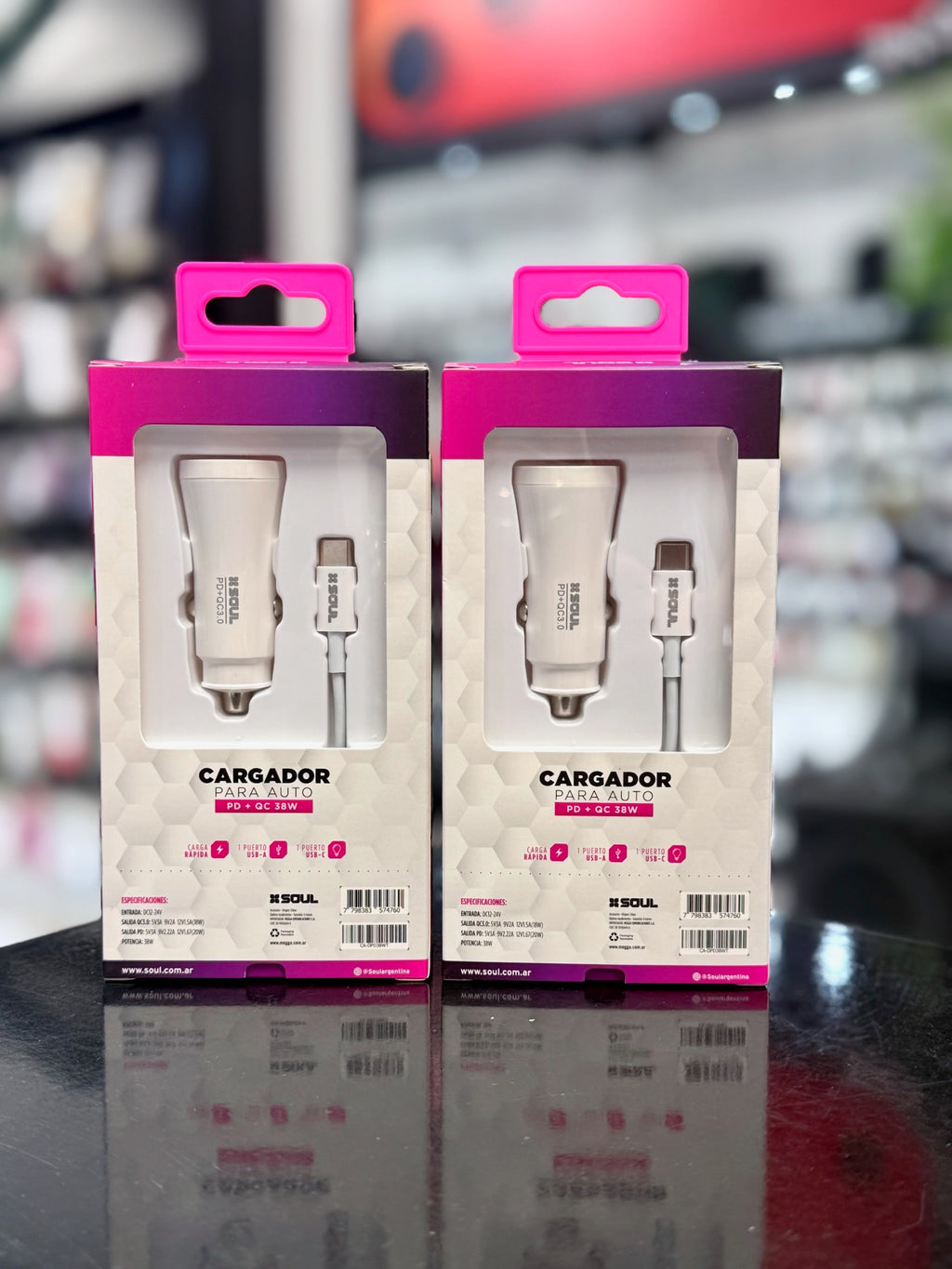 CARGADOR DE AUTO SOUL CON CABLE 38W 3.0