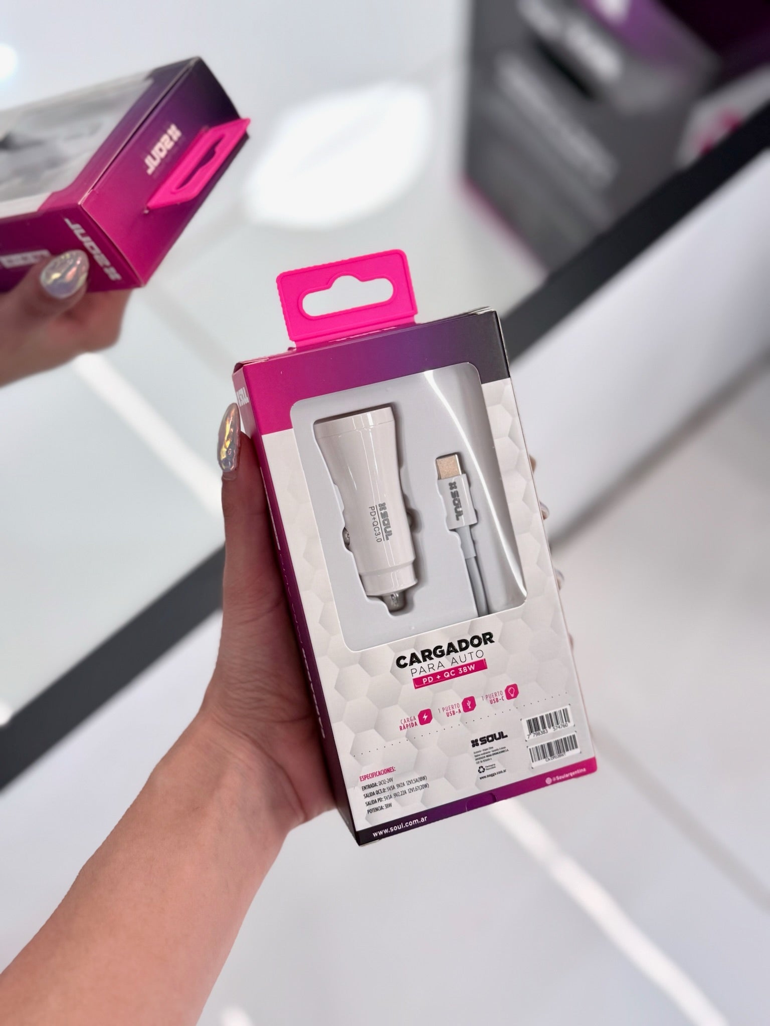 CARGADOR DE AUTO SOUL CON CABLE 38W 3.0