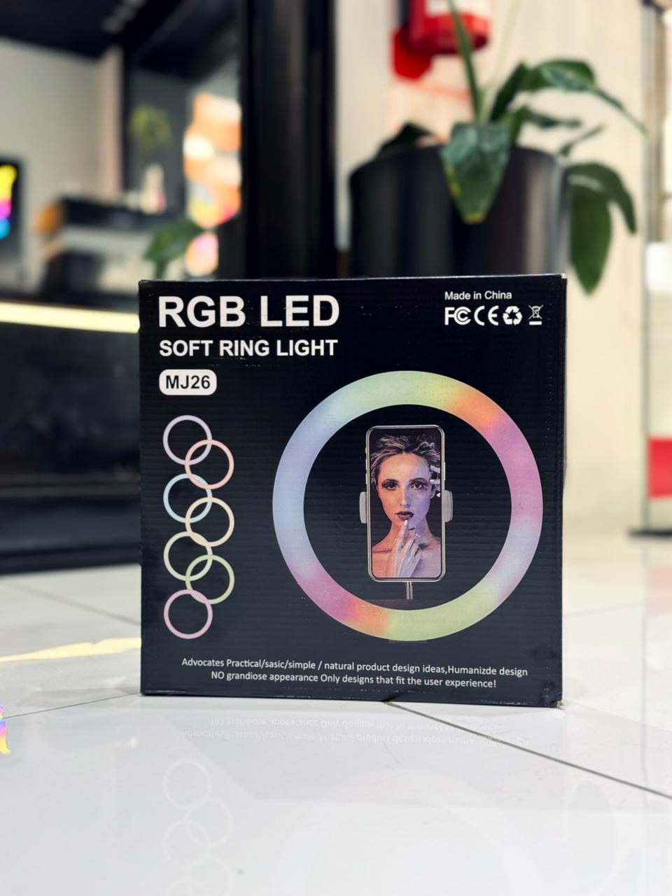 ARO DE LUZ RGB MJ26 + TRIPODE 2.10MTS