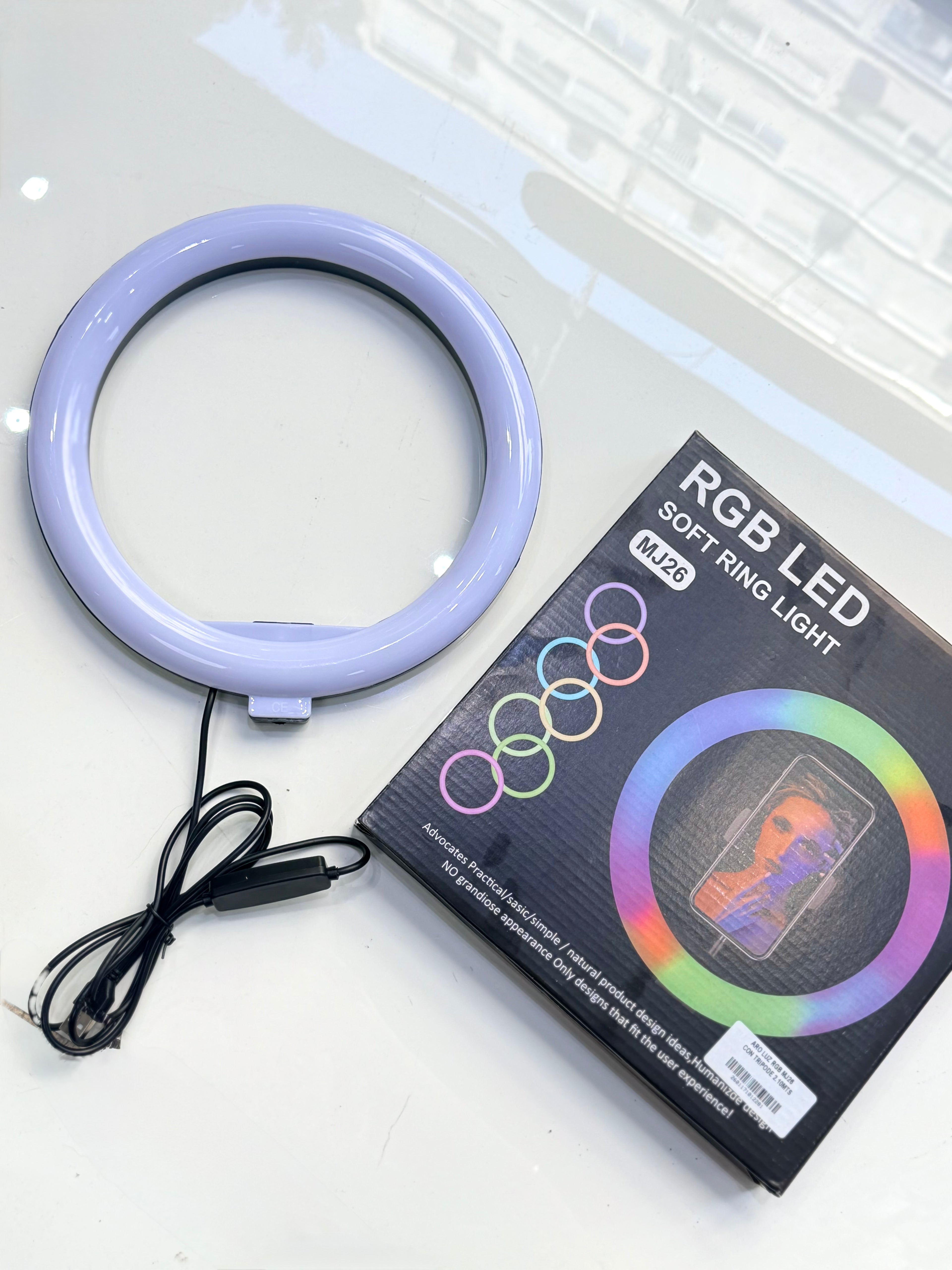 ARO DE LUZ RGB MJ26 CON TRIPODE 2.10MTS