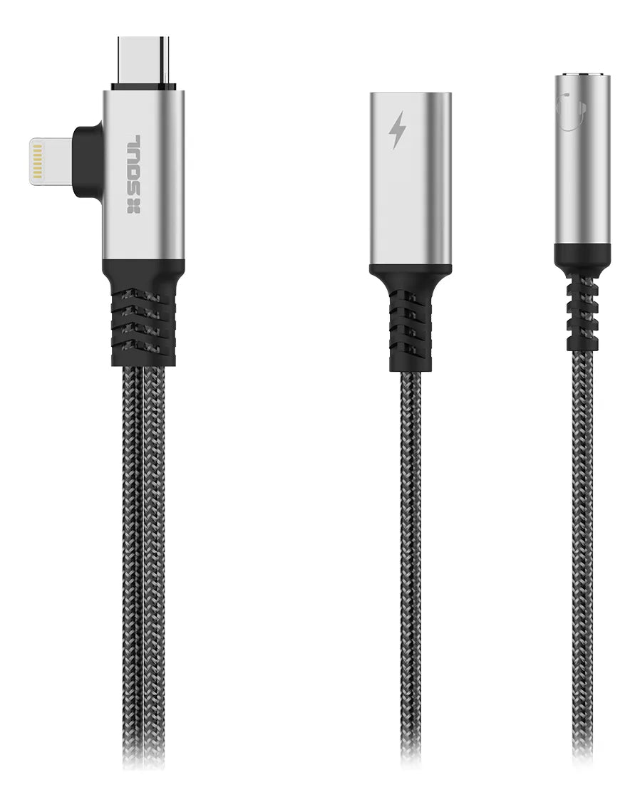 Adaptador SOUL USB-C / Lightning a USB-C + Jack 3.5