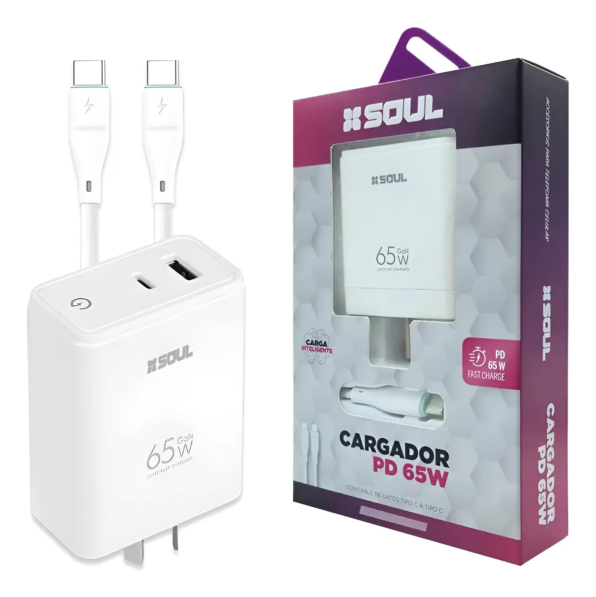 Cargador 65w SOUL con cable tipo C