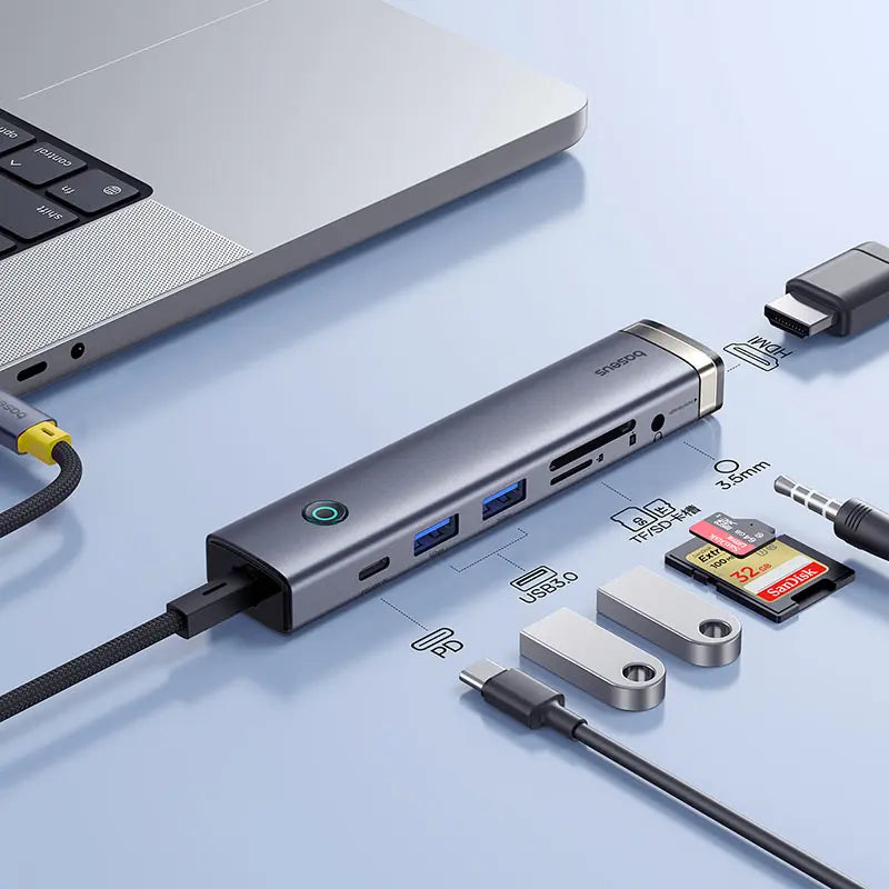 Hub BASEUS Ultra Clarity 7 en 1 con salida de video 4K a 60 Hz