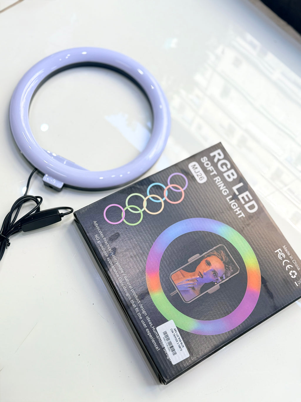 ARO DE LUZ RGB MJ26 CON TRIPODE 2.10MTS