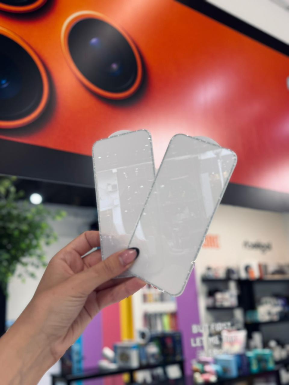 GLITTER GLASS SILVER IPHONE