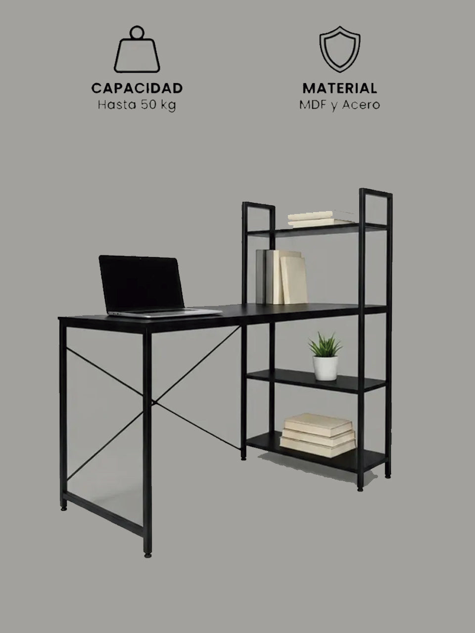ESCRITORIO CON CUATRO ESTANTES