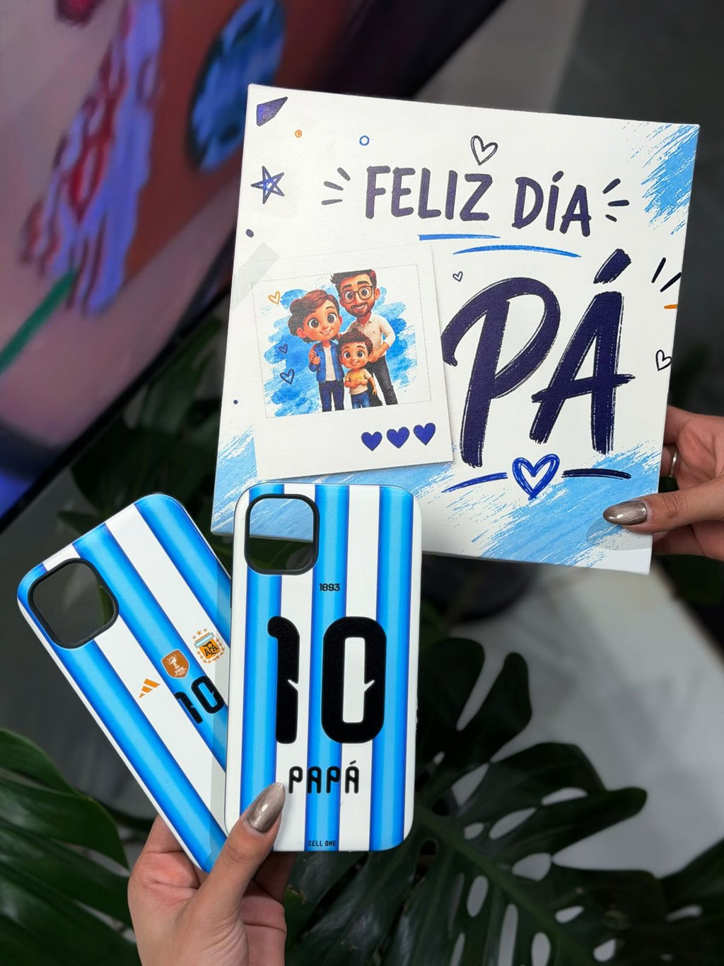 FUNDA PERSONALIZADA CAMISETA DE ARGENTINA + BOX DIA DEL PADRE