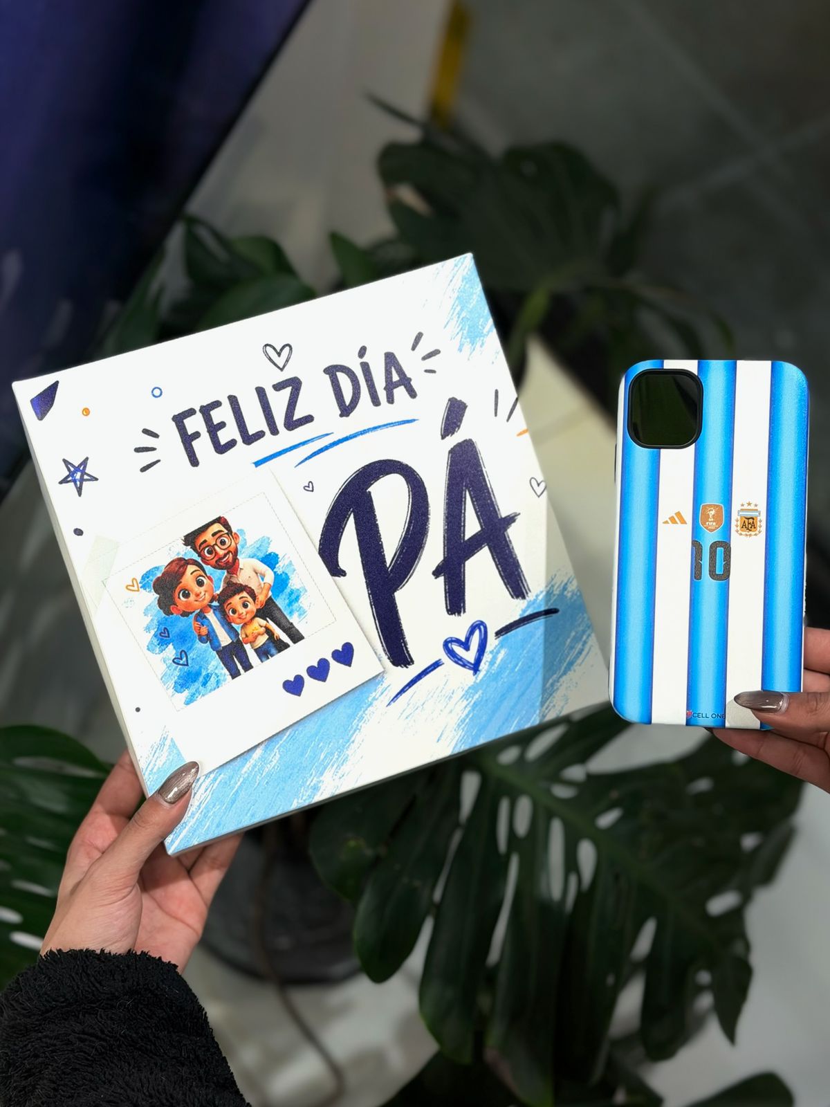 FUNDA PERSONALIZADA CAMISETA DE ARGENTINA + BOX DIA DEL PADRE