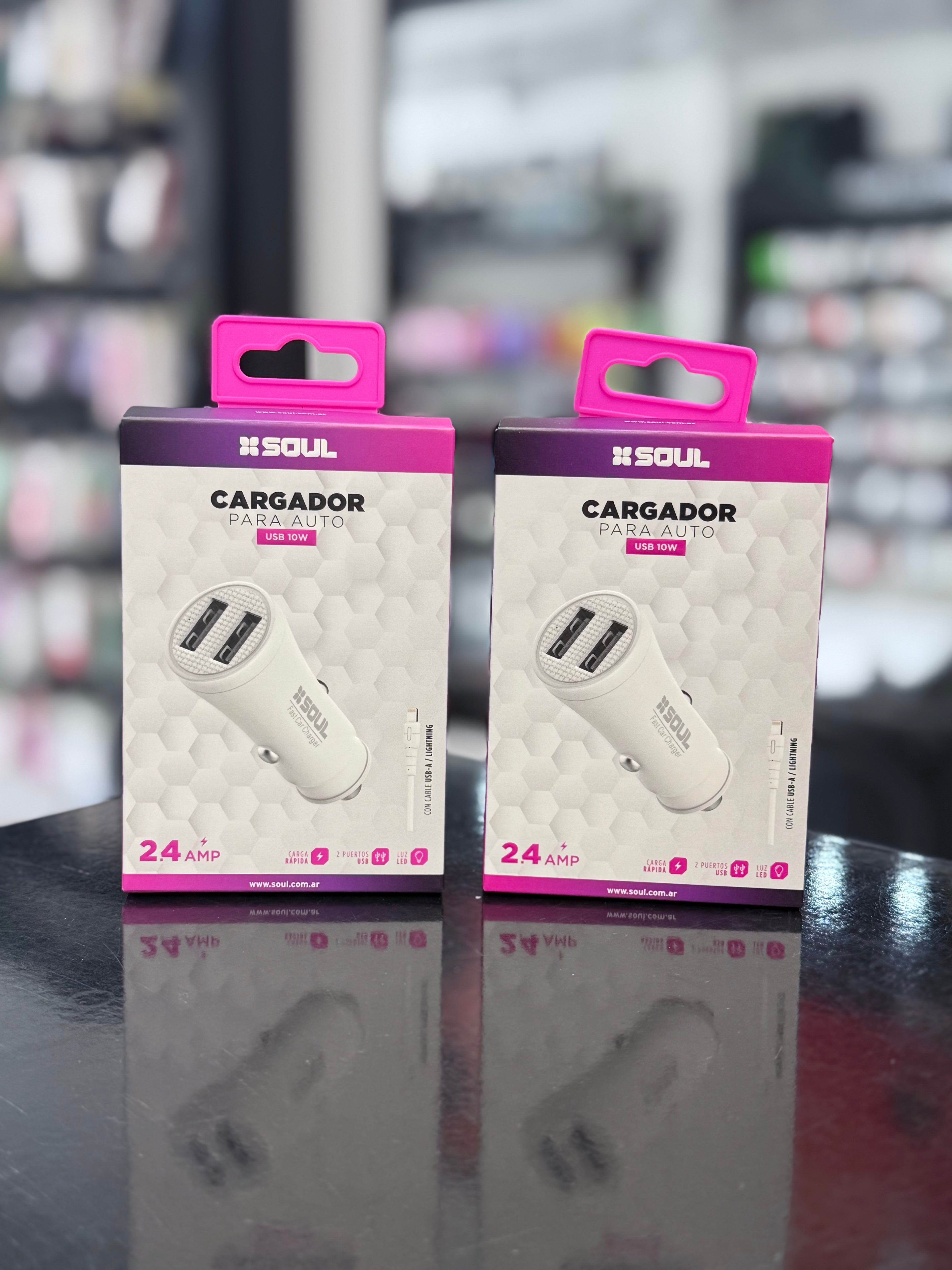 CARGADOR DE AUTO SOUL CON CABLE 10W 2.4