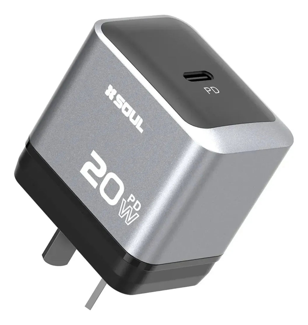 Cargador Soul PD20 USB-C | 20W Carga Rápida | Sin Cable