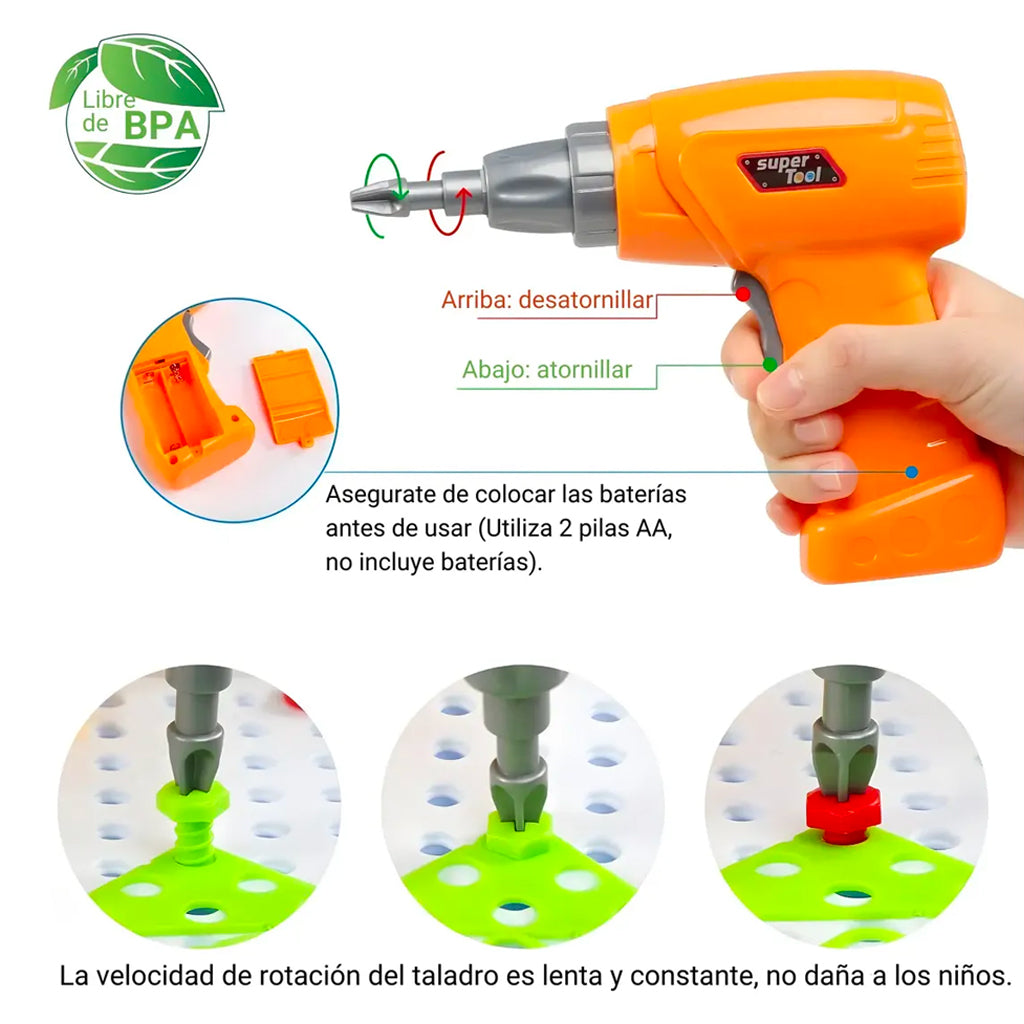 CAJA HERRAMIENTA PLASTICA (JUEGUETE) 181 PIEZAS