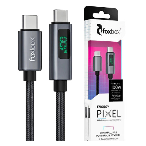 Cable Foxbox Energy Pixel Tipo C a Tipo C 2m 100W