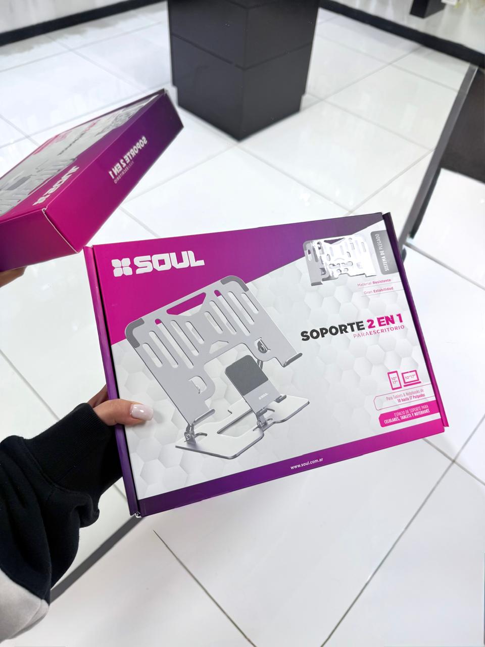 Soporte 2 en 1 Pegable para Escritorio Soul