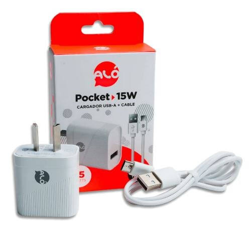 Cargador ALO Pocket 15W USB-A con Cable Blanco
