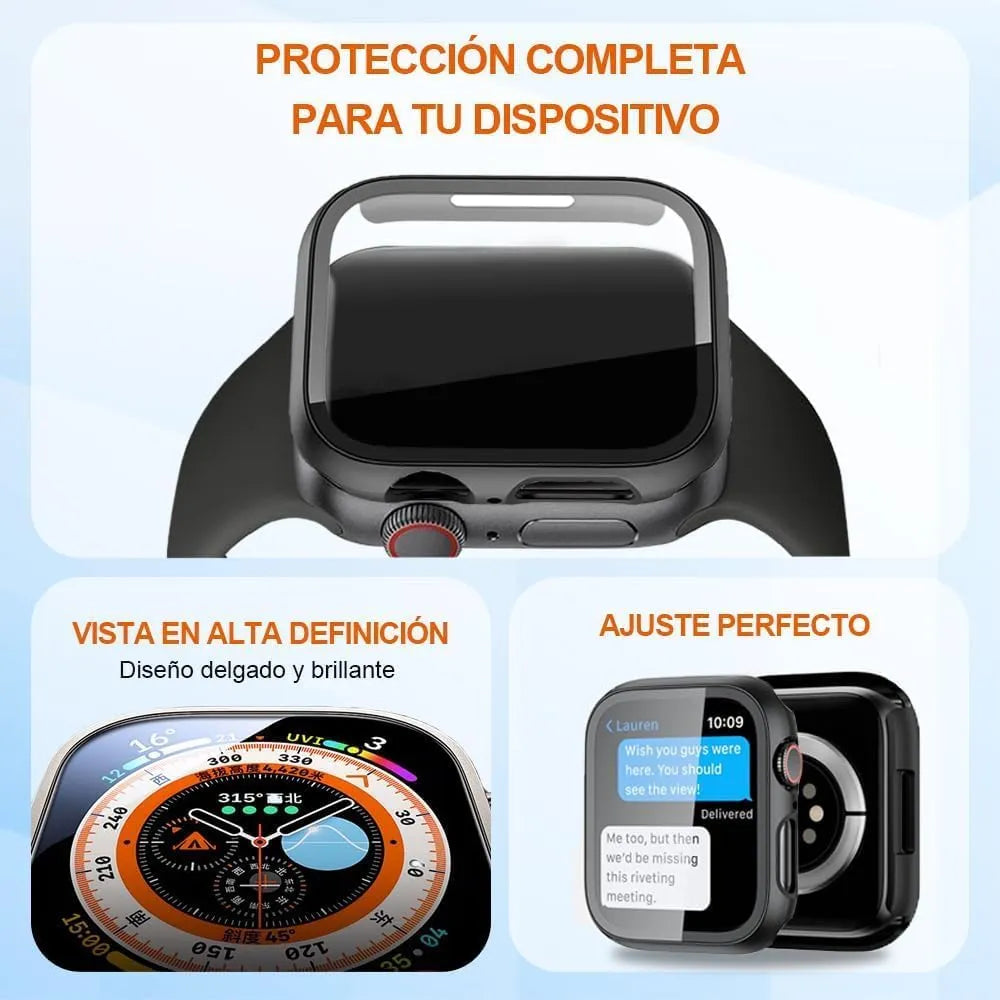Funda Protectora con Vidrio Templado para Apple Watch 42mm - Antigolpe Transparente